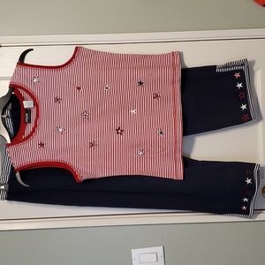 Two Piece Red White Blue Pants and Top Set